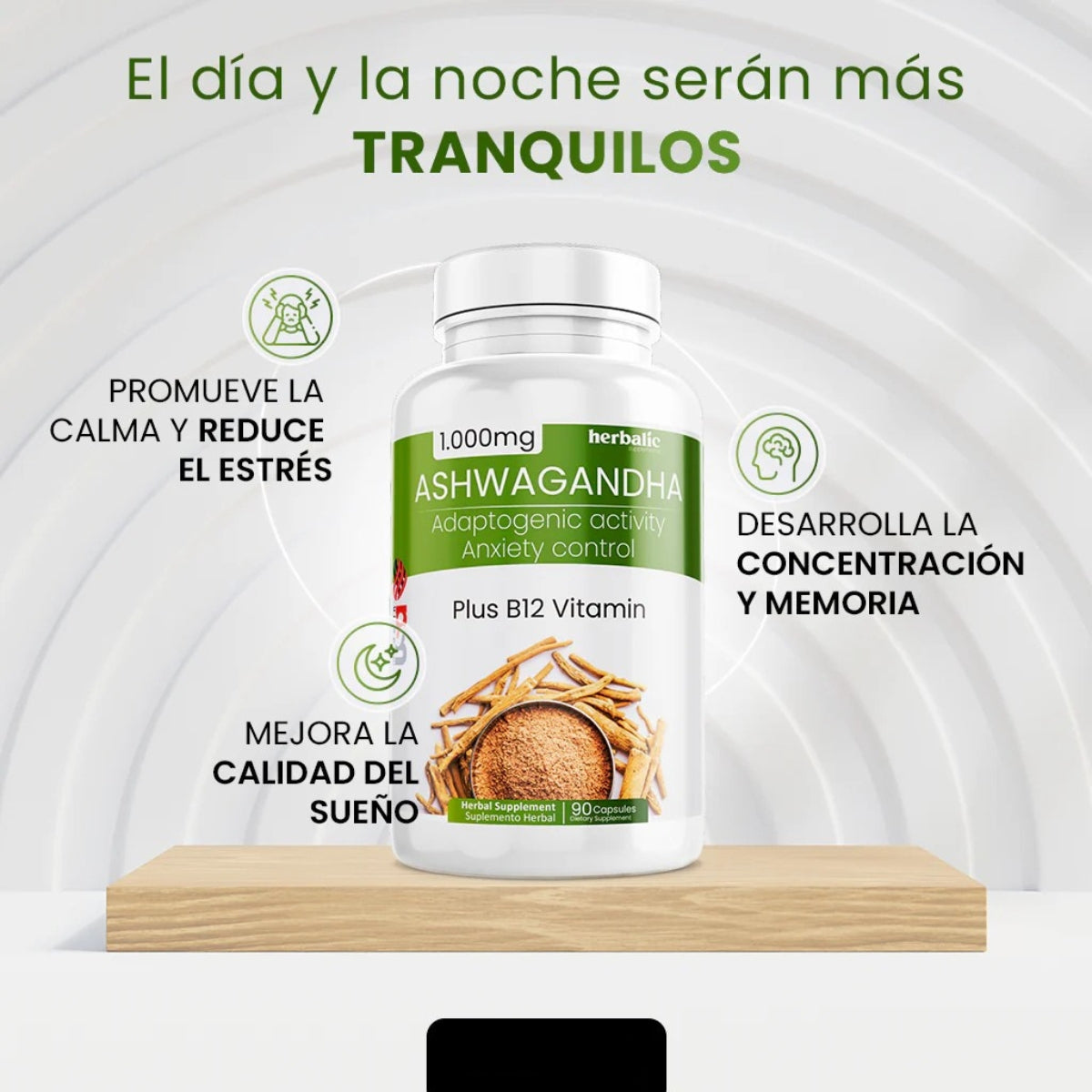 Ashwagandha 1000 mg Alivia el estrés y la ansiedad