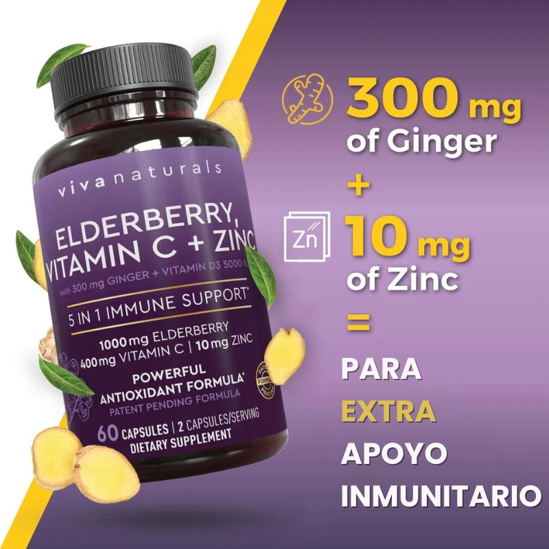 Cápsulas De Elderberry Con Vitamina C + Zinc