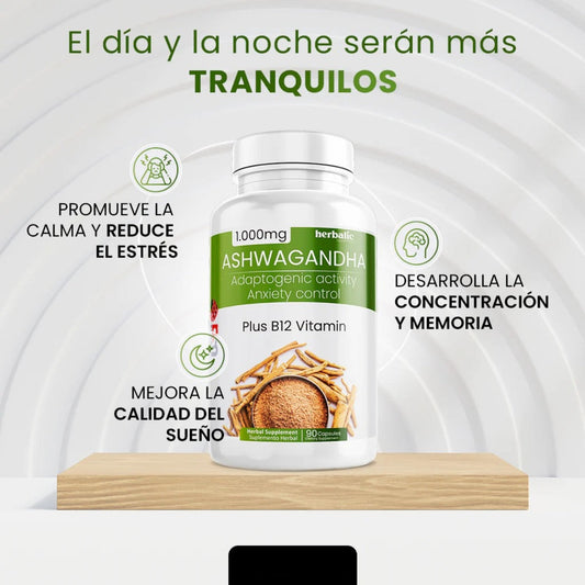 Ashwagandha 1000 mg Alivia el estrés y la ansiedad